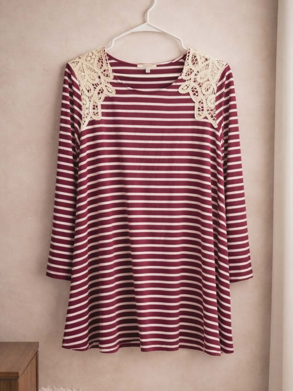 JODIFL Burgundy and White Striped Top